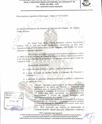 Ofício 17 - 2018 - Julgamento de Contas 2018 - Orientar para abrir processo adm..JPG