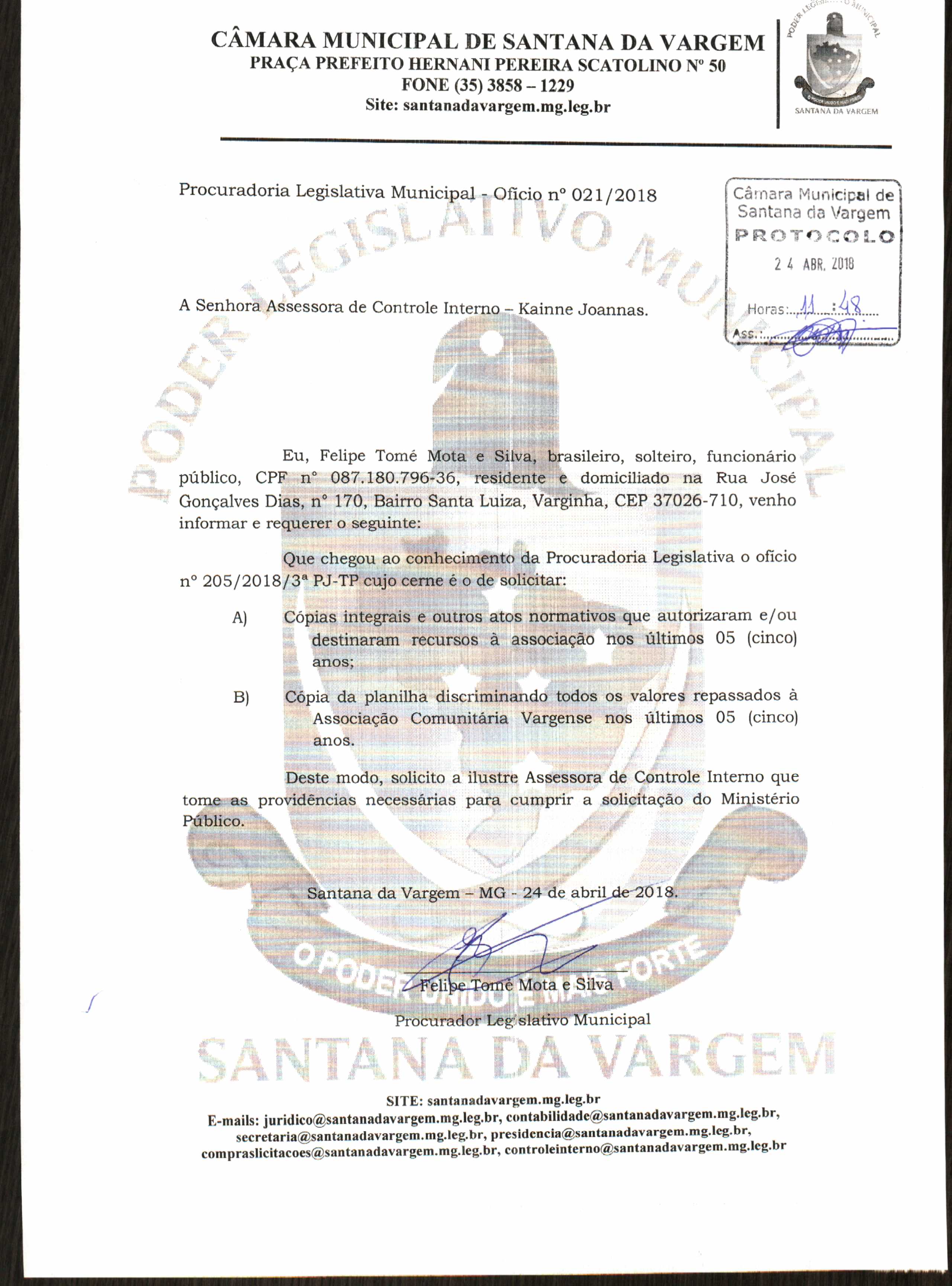 Oficio 21 - Dando cumprimento orientações do MP.JPG