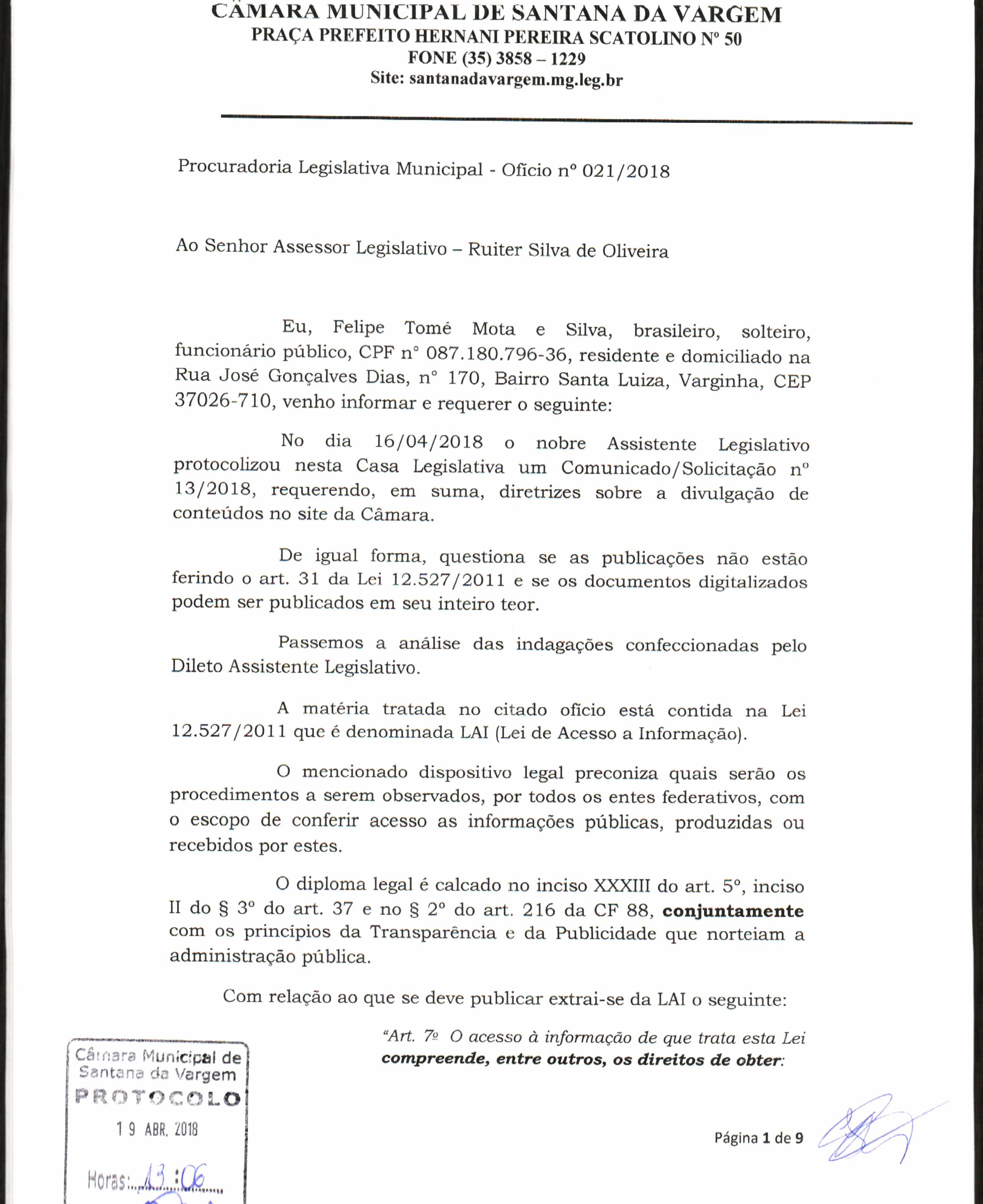 Oficio 21 - Orientações Divulgaçao LAI.JPG