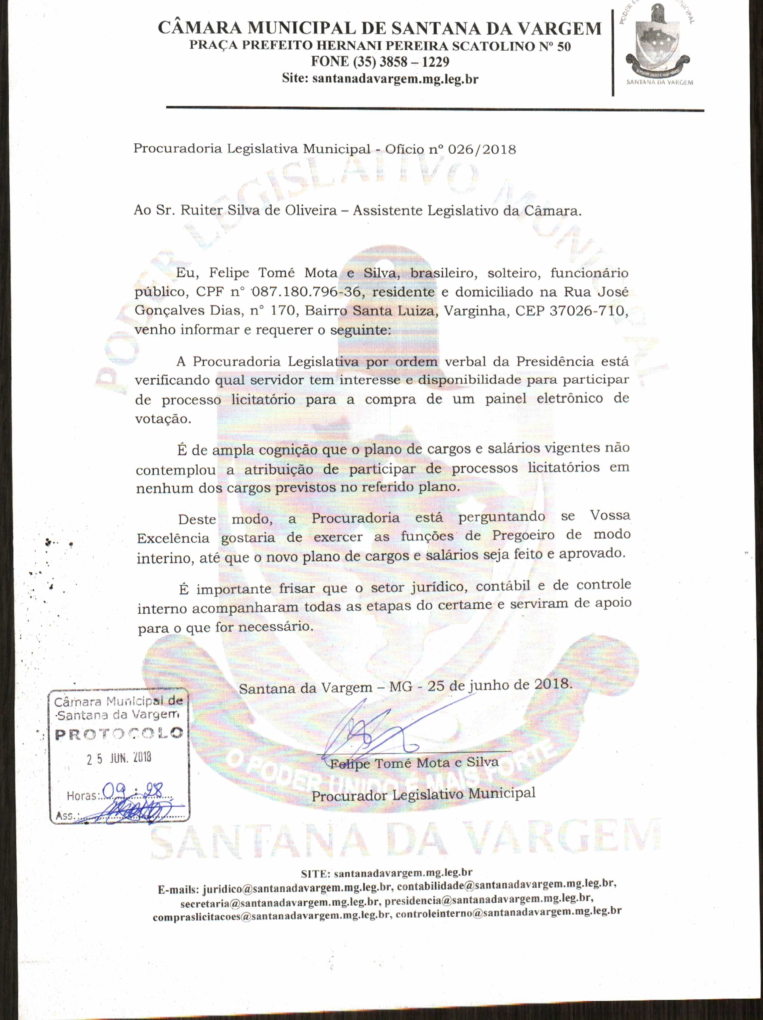 Ofício 26 - Convite Pregoeiro - Painel Eletrônico.JPG