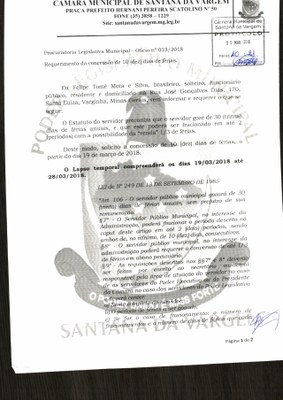 Ofício nº 13 - Concessão de 10 dias de férias.JPG